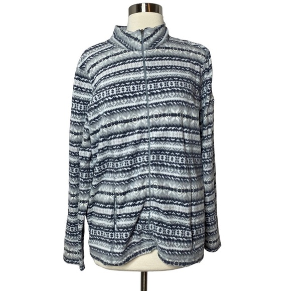 LL Bean Full Zip Lightweight Fleece Jacket Geometrical - Picture 1 of 8